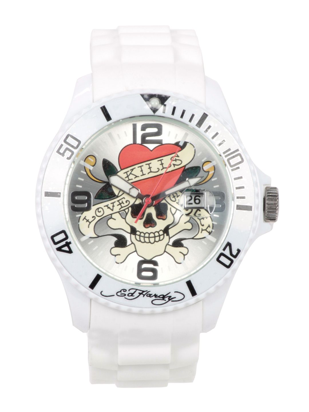Ed Hardy Men Silver Dial Watch
