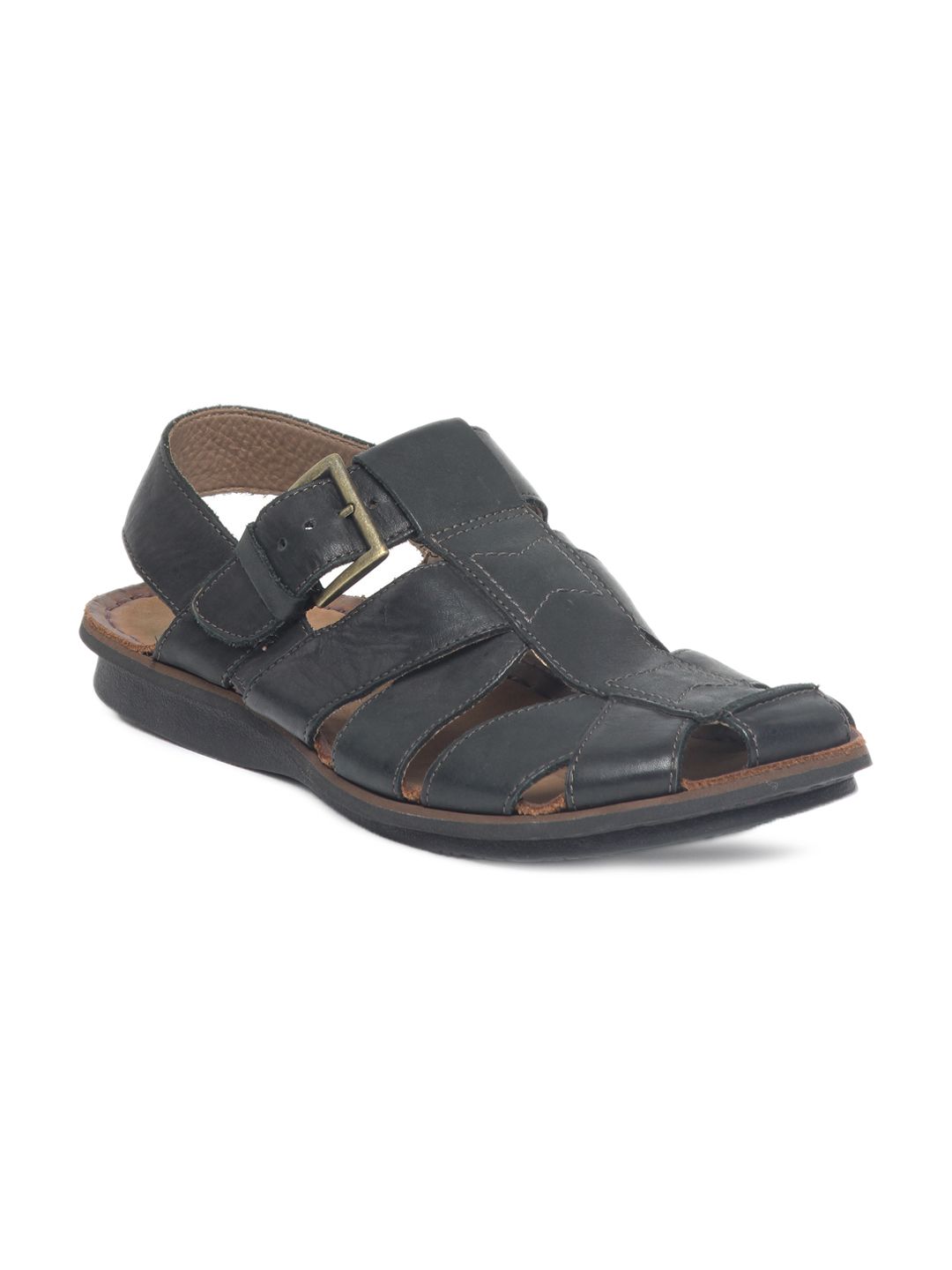 Clarks Men Black Leather Closed Sandals