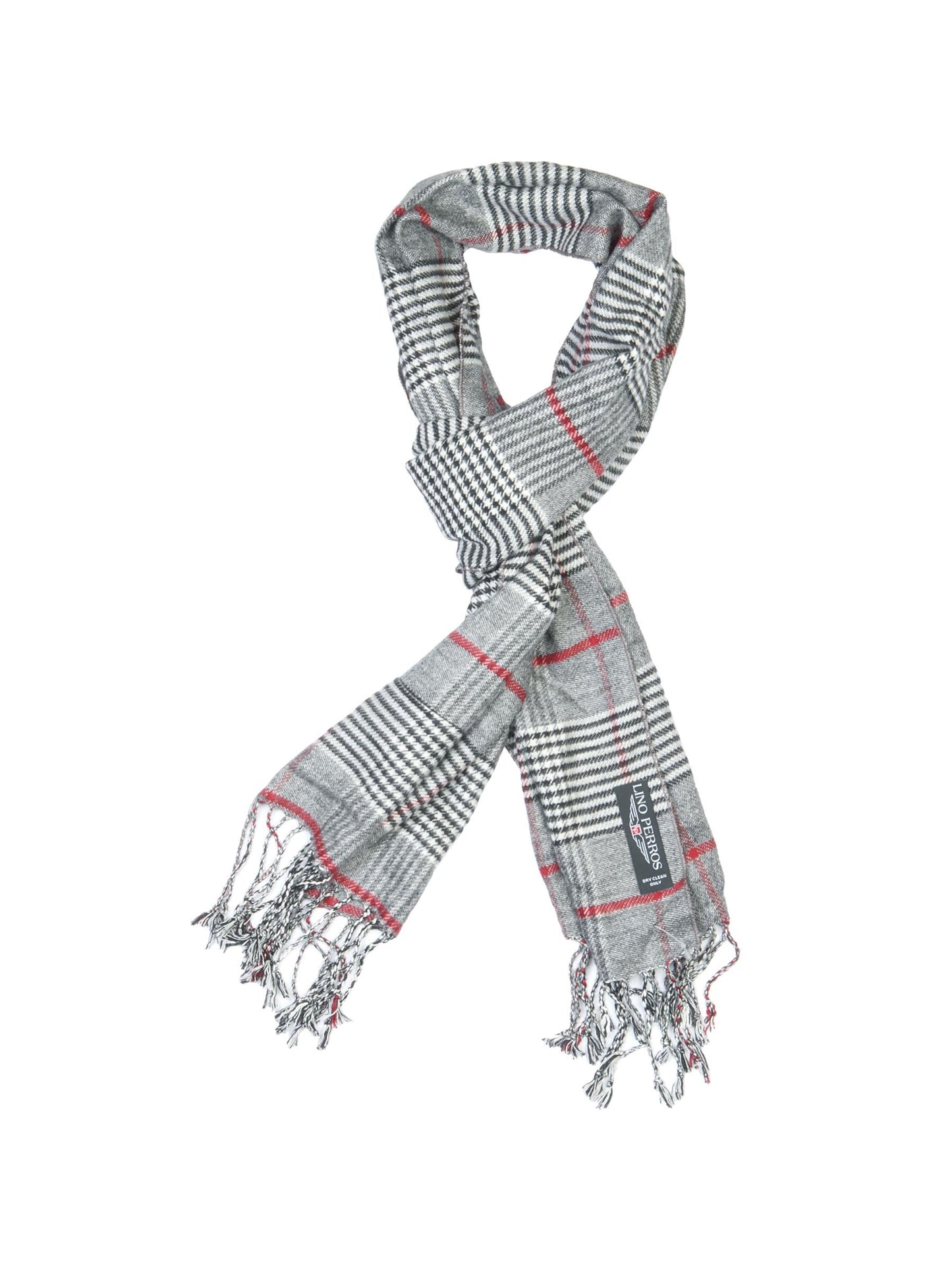 Lino Perros Men Grey Check Scarf