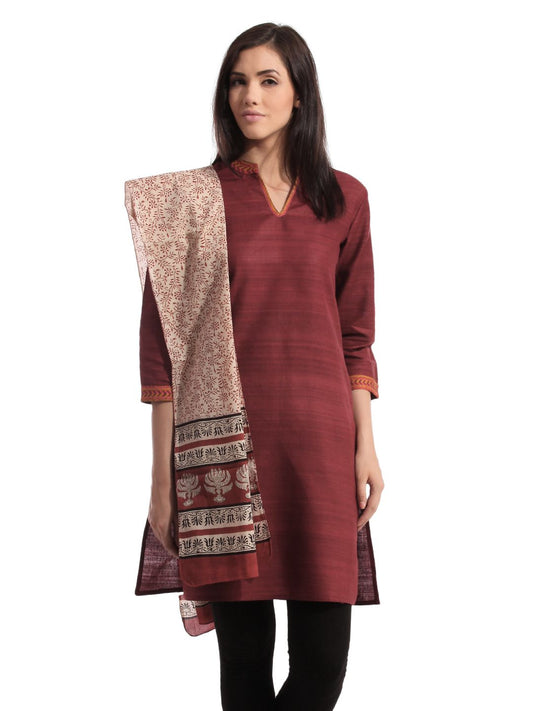 Fabindia Women Printed Rust Stole