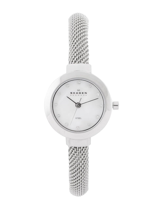 SKAGEN DENMARK Women White Mother of Pearl Dial Watch 107SSCS