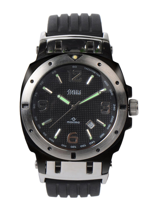 Maxima Men Black Ssteele Watch