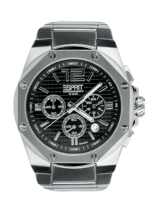 Esprit Men Octo Chrono Silver Black Steel Watches
