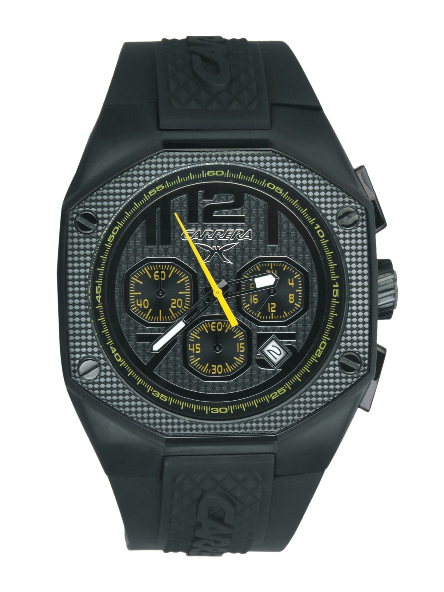 Carrera Men Round Dial PU Strap Black Watches