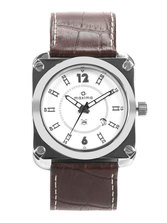 Maxima Men White Dial Attivo Watch