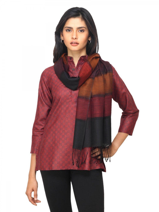 Fabindia Women Black Silk & Wool Stole
