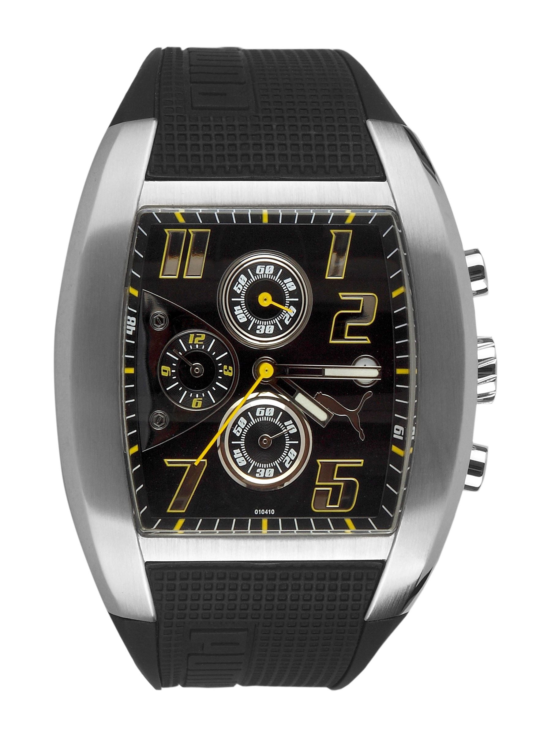 Puma Men Top Indication Silver Black Watch