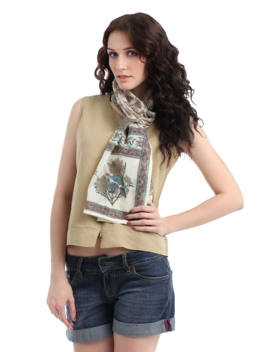 Fabindia Women Off White Printed Stole