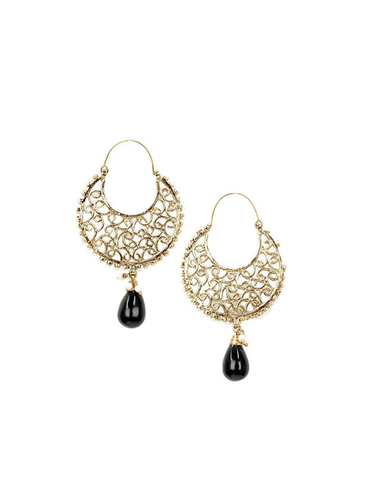 Royal Diadem Black Earrings