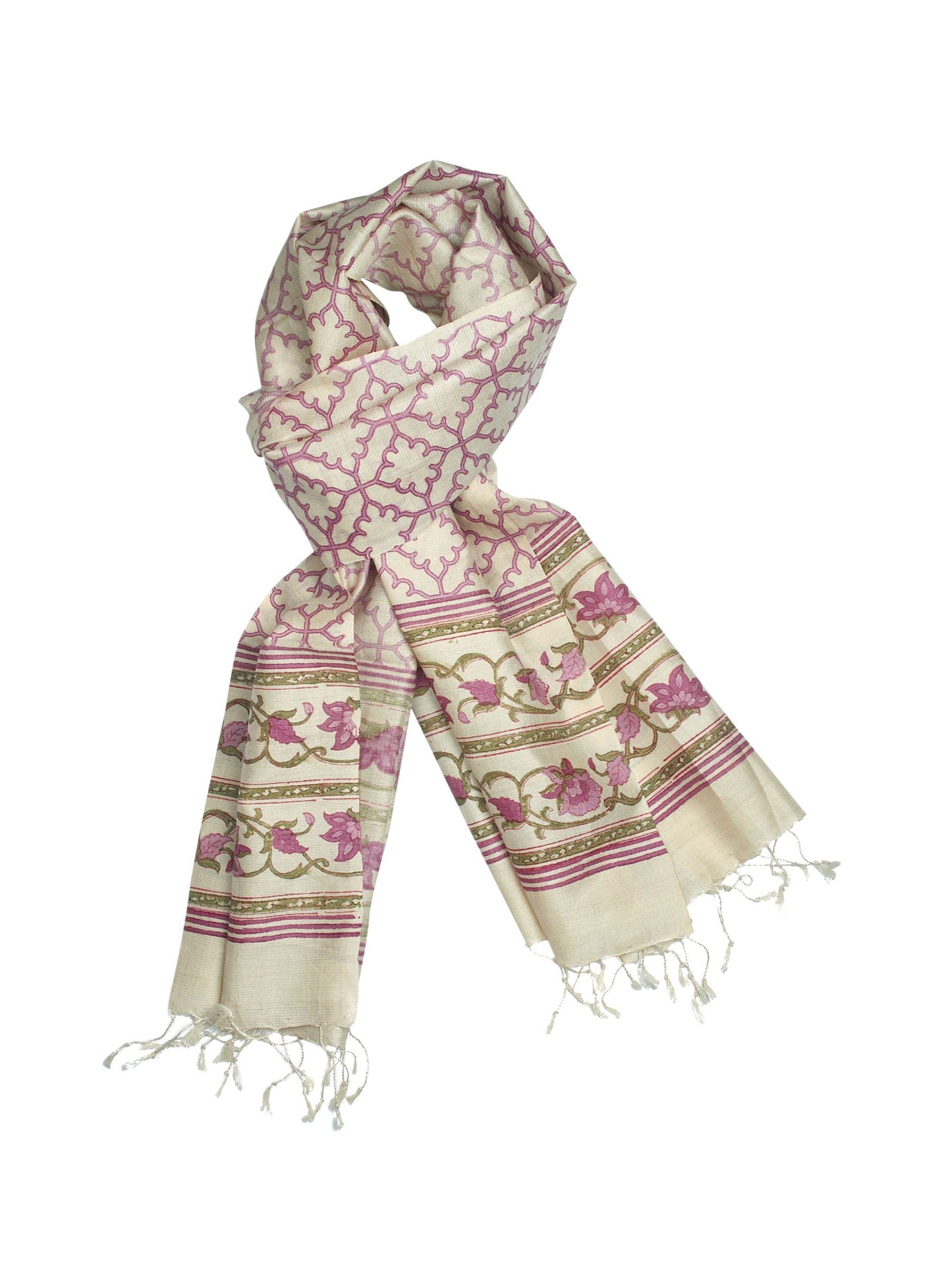 Fabindia Women Buta Cream Silk Stole