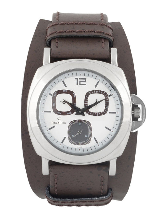 Maxima Men White Dial Analog Chronograph Watch
