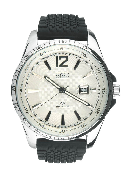 Maxima Ssteele Men Off White Watch
