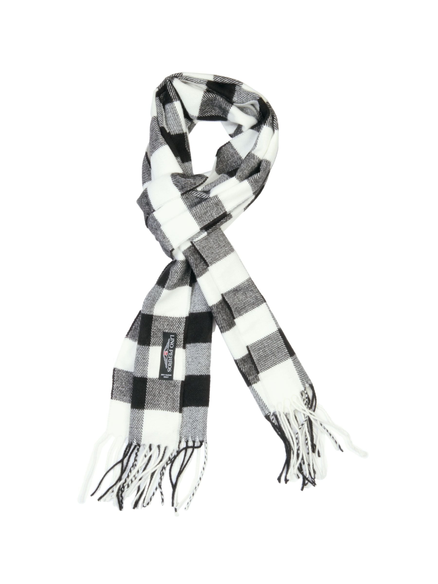 Lino Perros Men Black Check Scarf