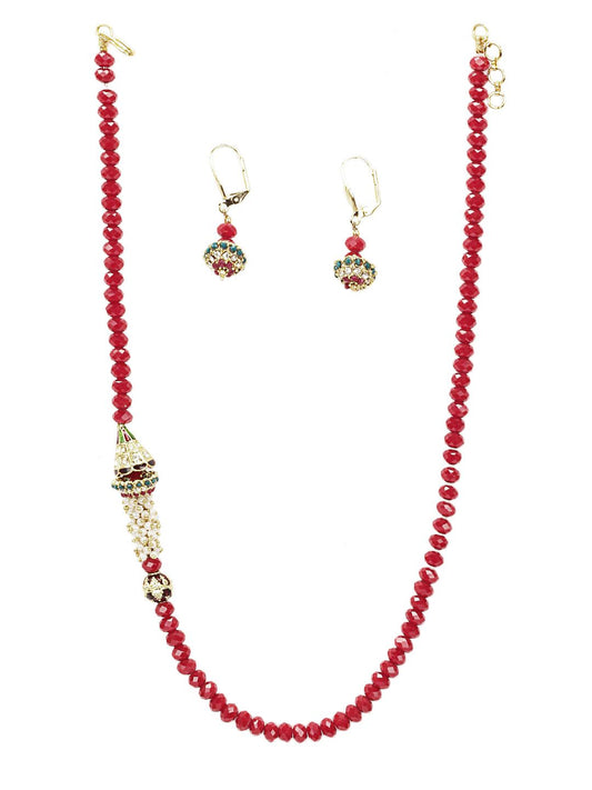 Royal Diadem Red Earring & Pendant Set