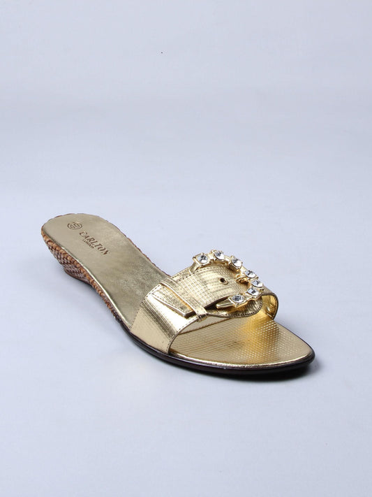 Carlton London Women Gold Wedge Sandal