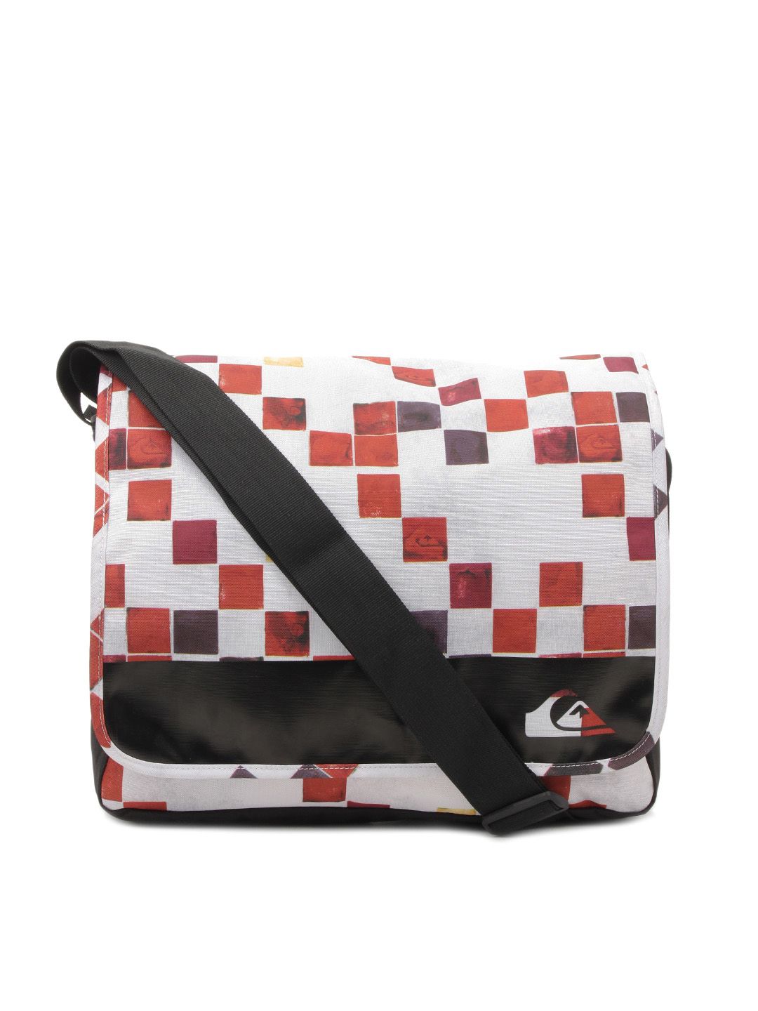 Quiksilver Men White & Black Base Satchel Bag