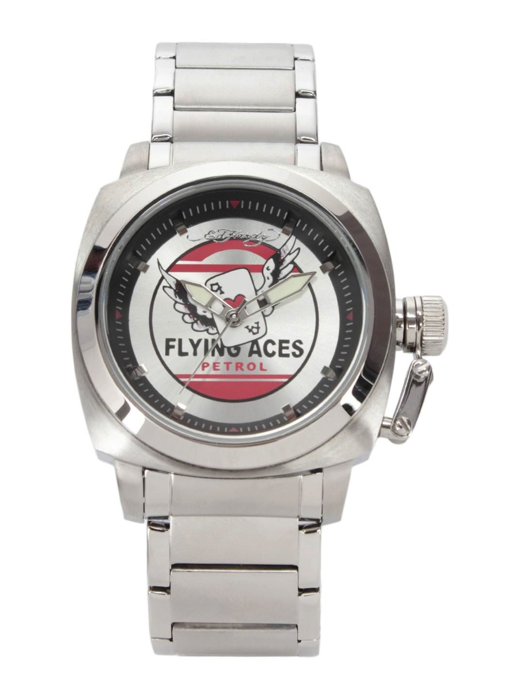 Ed Hardy Men Silver Dial Watch