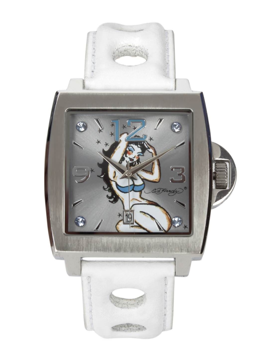Ed Hardy Men Silver Dial Watch