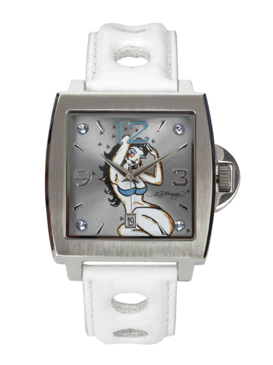 Ed Hardy Men Silver Dial Watch