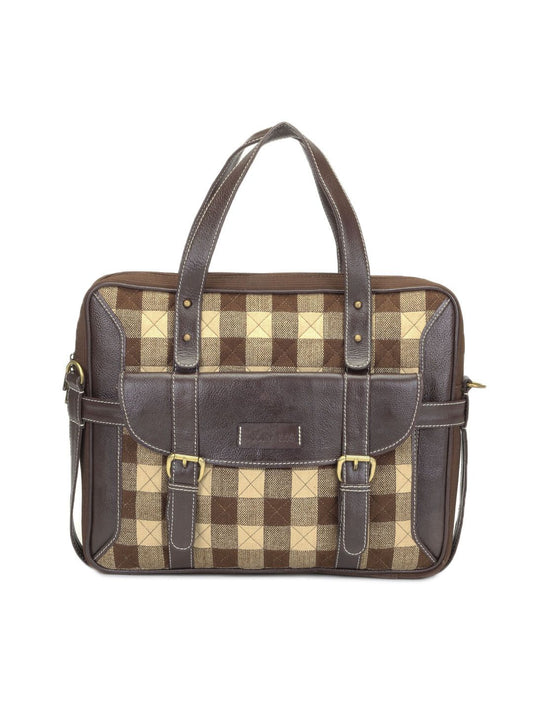 Ivory Tag Brown Plaid Jetsetter Laptop Bag