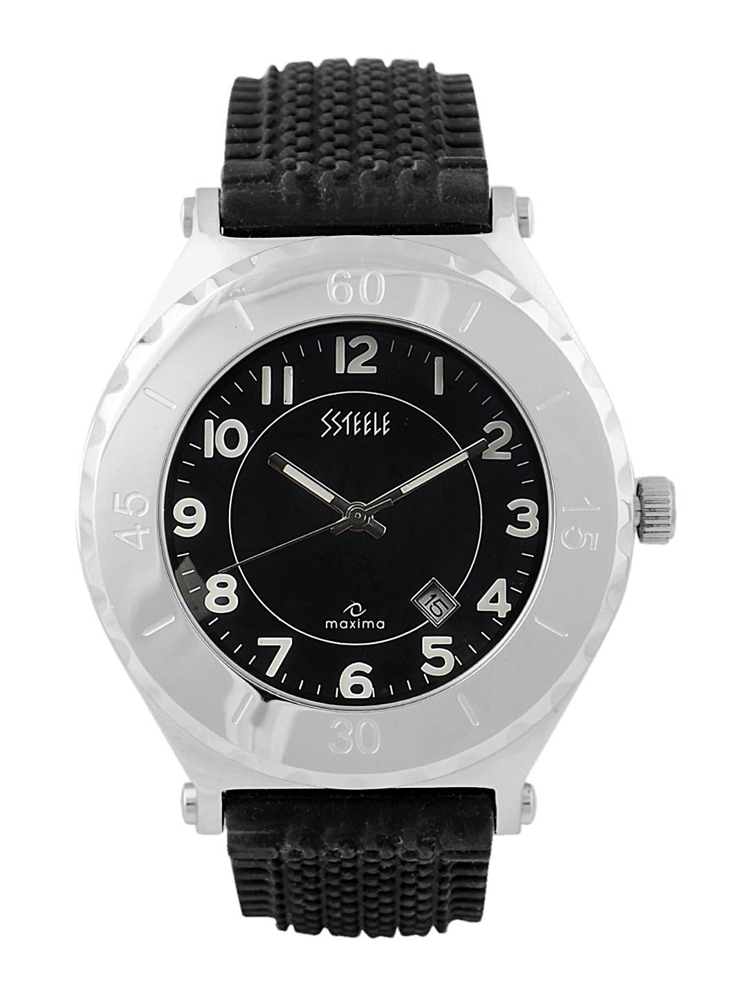 Maxima Men Black Dial Ssteele Watch