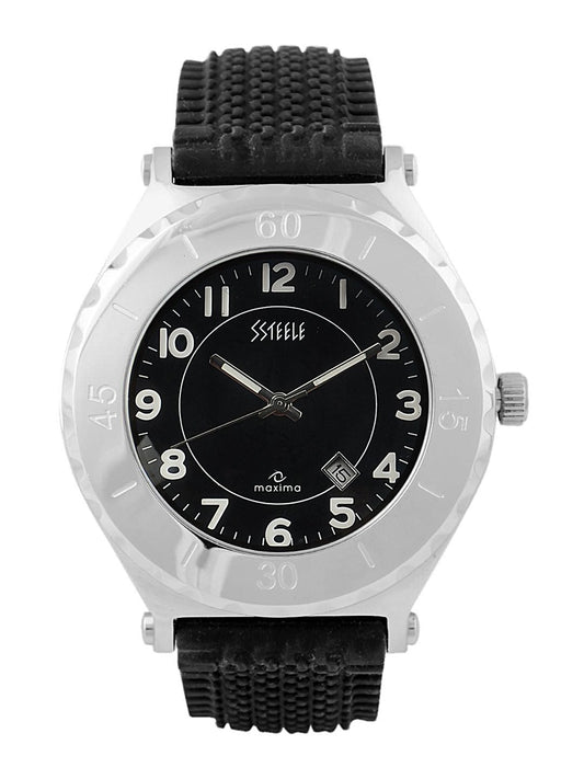 Maxima Men Black Dial Ssteele Watch