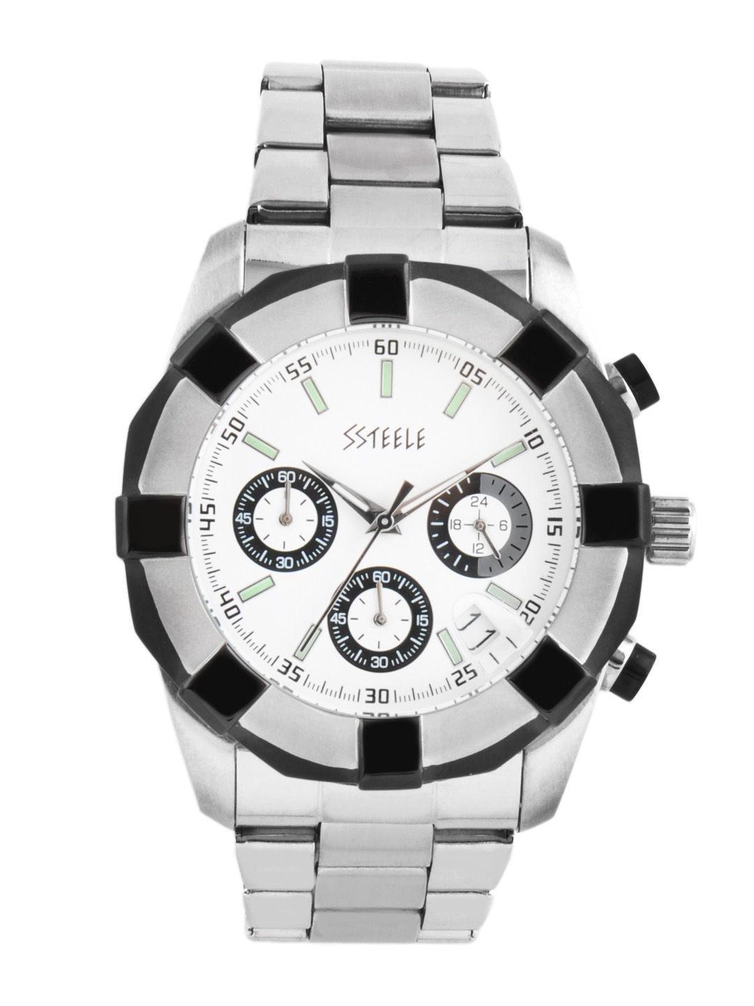Maxima Men White Dial Chronograph Watch
