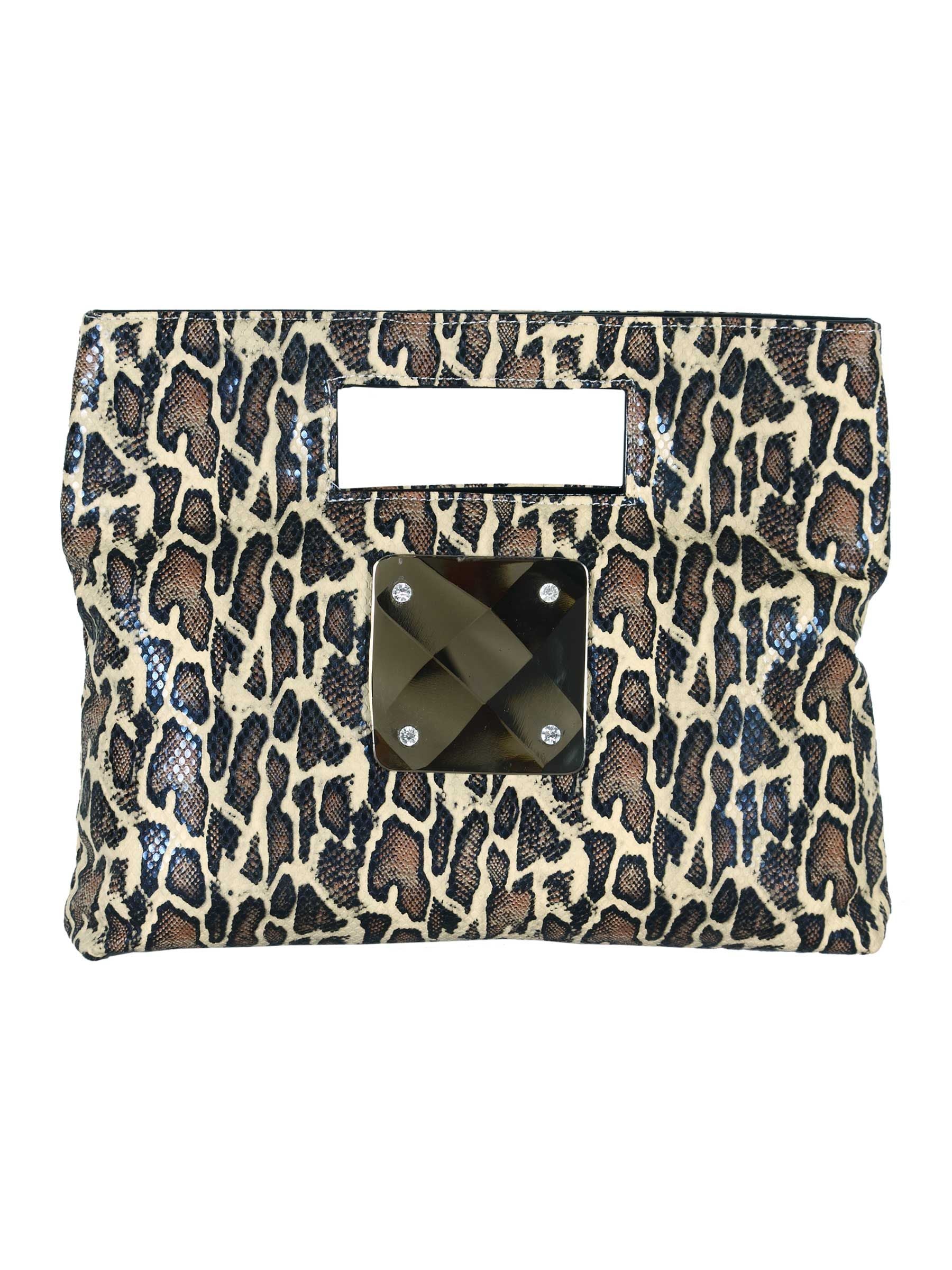 Murcia Women Snake Print Bag Brown Handbags