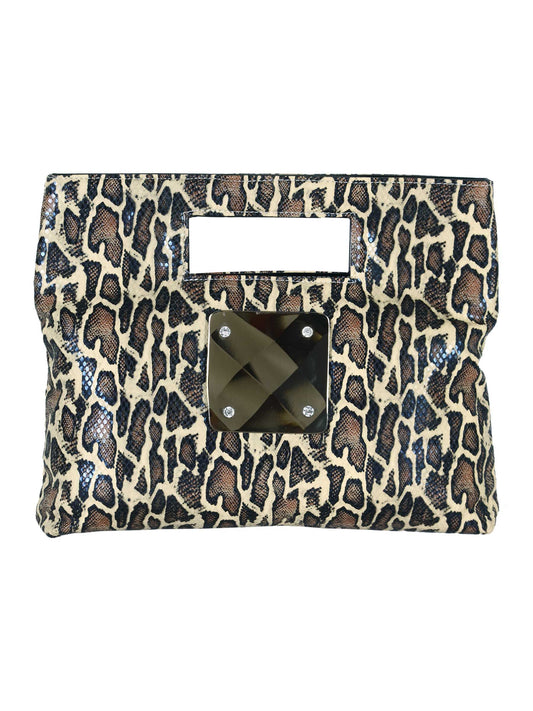 Murcia Women Snake Print Bag Brown Handbags