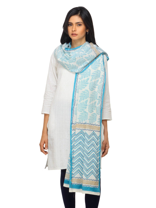 Fabindia Women Printed Off White Dupatta
