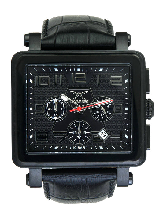 Carrera Men Sqaure dial leather strap Black Watches