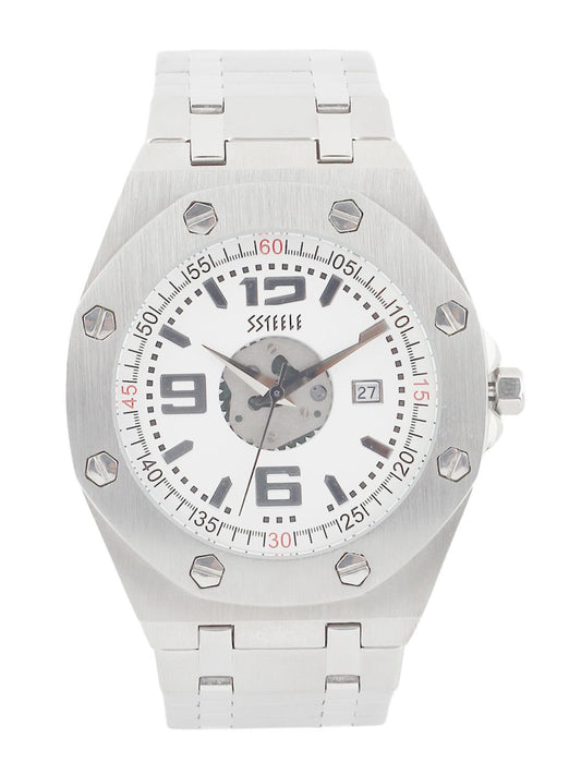 Maxima Ssteele Men White Dial Watch