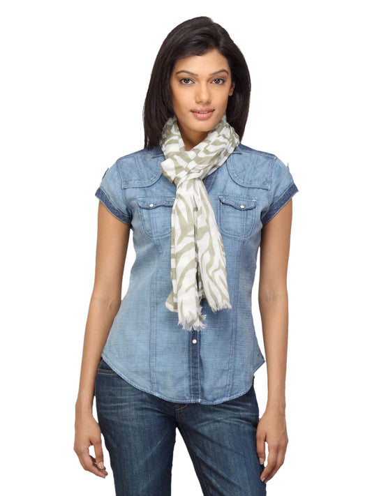 Femella Women Printed Off White Scarf