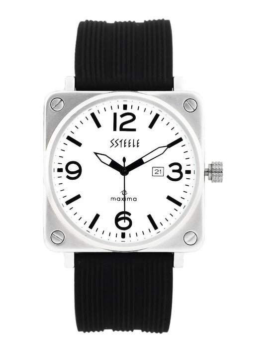 Maxima Ssteele Men White Dial Watch