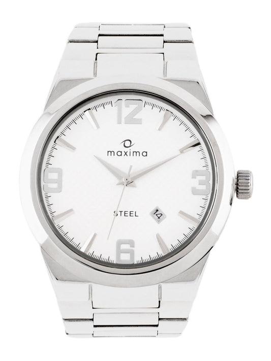 Maxima Ssteele Men White Dial Watch