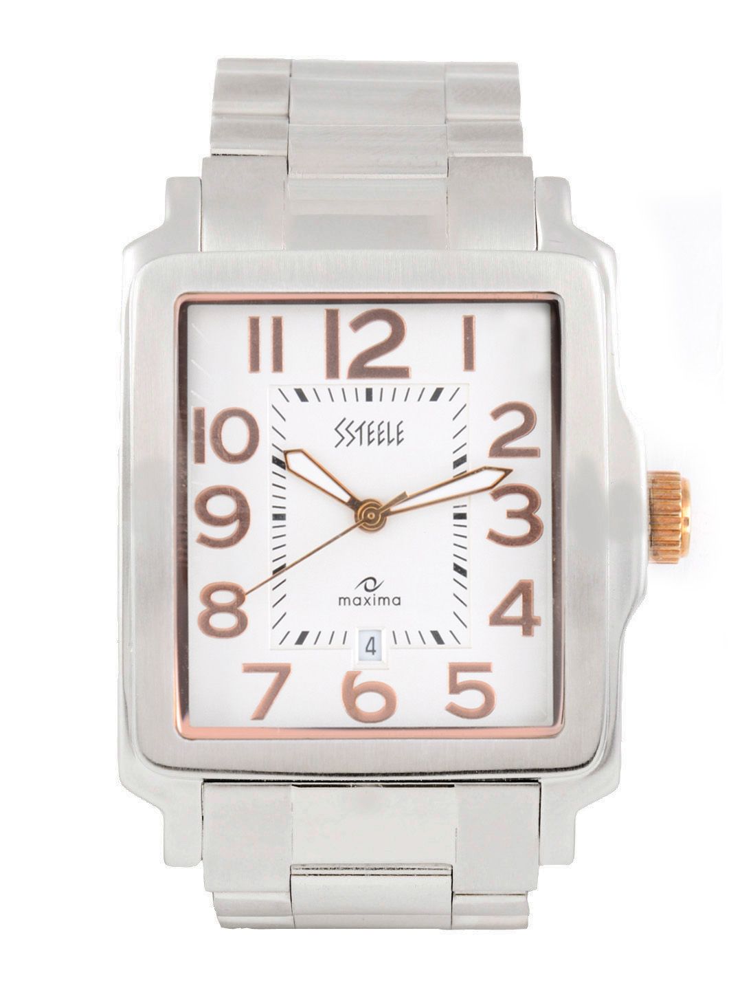 Maxima Ssteele Men White Dial Watch