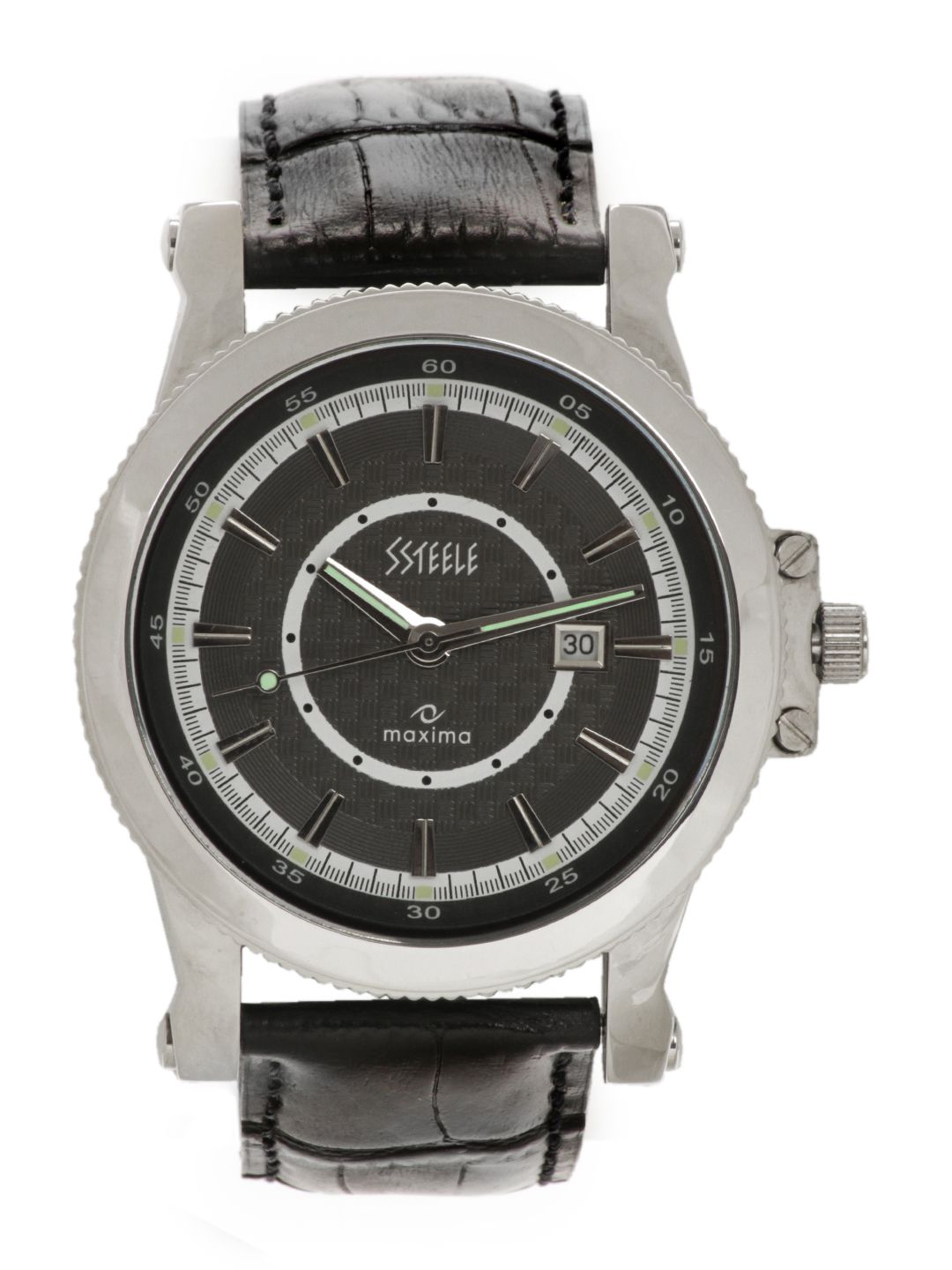 Maxima Men Black Ssteele Watch